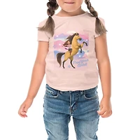 Spirit Riding Girl's tee shirt. This short sleeve crew neck tee shirt for girls can be worn with almost any pant or skirt and