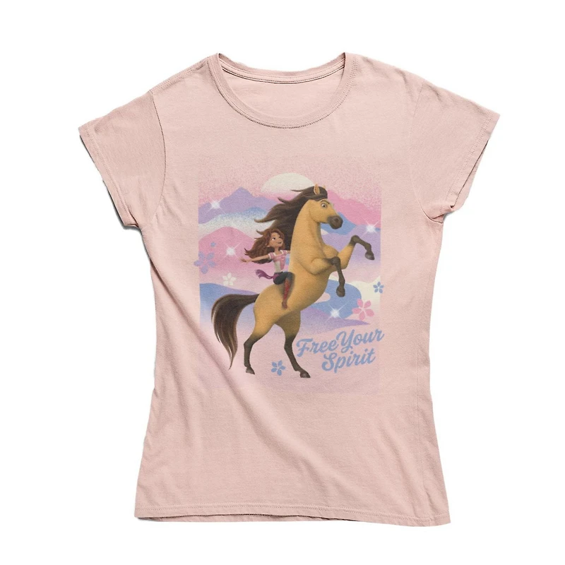 Spirit Riding Girl's tee shirt. This short sleeve crew neck tee shirt for girls can be worn with almost any pant or skirt and