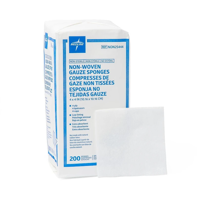 Medline Standard Nonsterile Nonwoven Gauze Sponges, 4"x4"