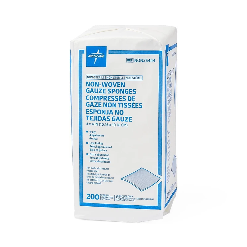 Medline Standard Nonsterile Nonwoven Gauze Sponges, 4"x4"
