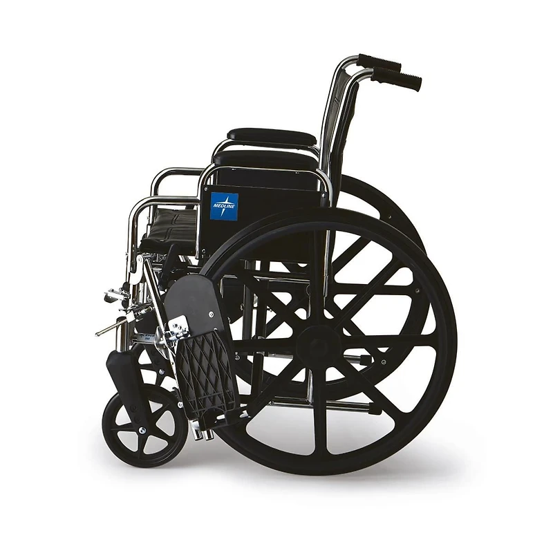 Medline Excel Wheelchair, Removable Desk-Length Arms, Elevating Leg Rests, Black, 18"