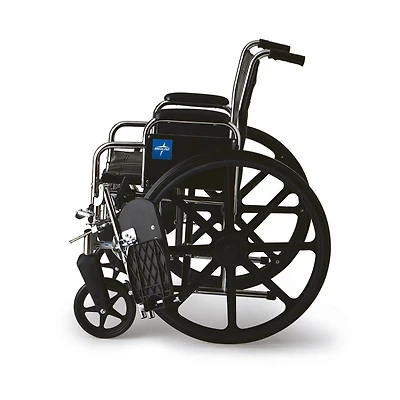 Medline Excel Wheelchair, Removable Desk-Length Arms, Elevating Leg Rests, Black, 18"