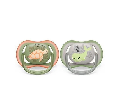 Suce ultra-aérée Philips Avent, 6 à 18 mois, motifs tortue orange / baleine verte, emb. de 2,  SCF085/60 Suce ultra-aérée Avent 6 à 18 mtortue baleine de 2