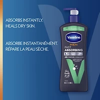 Vaseline Men Fast Absorbing 3 in 1 Body, Face & Hands Lotion, 600 ml 3 in 1 Body, Face & Hands Lotion