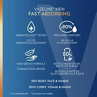 Vaseline Men Fast Absorbing 3 in 1 Body, Face & Hands Lotion, 600 ml 3 in 1 Body, Face & Hands Lotion