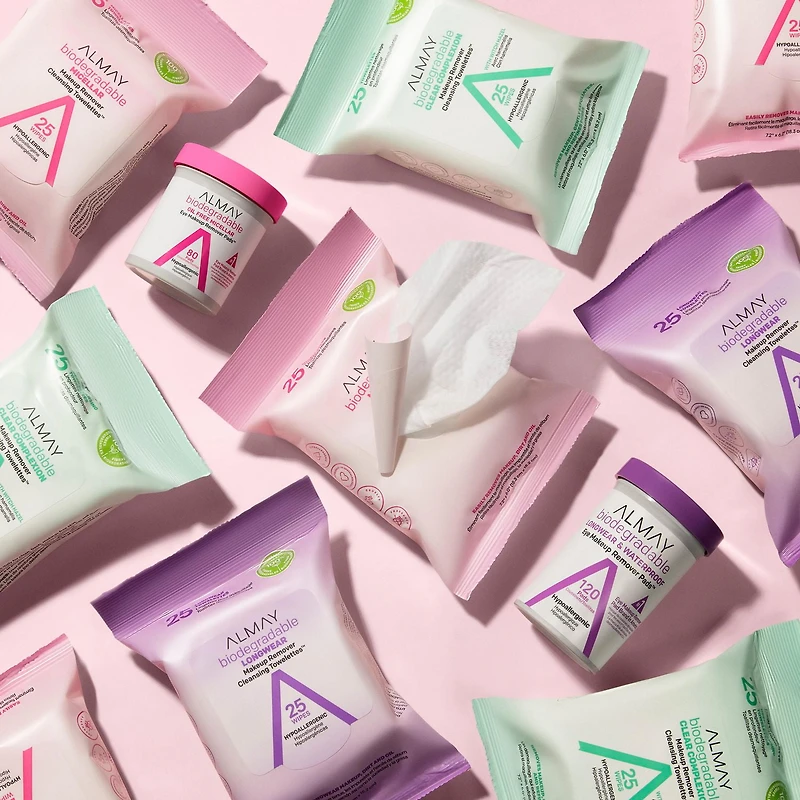 Almay Biodegradable Micellar Makeup Remover Cleansing Towelettes Lingettes nettoyantes