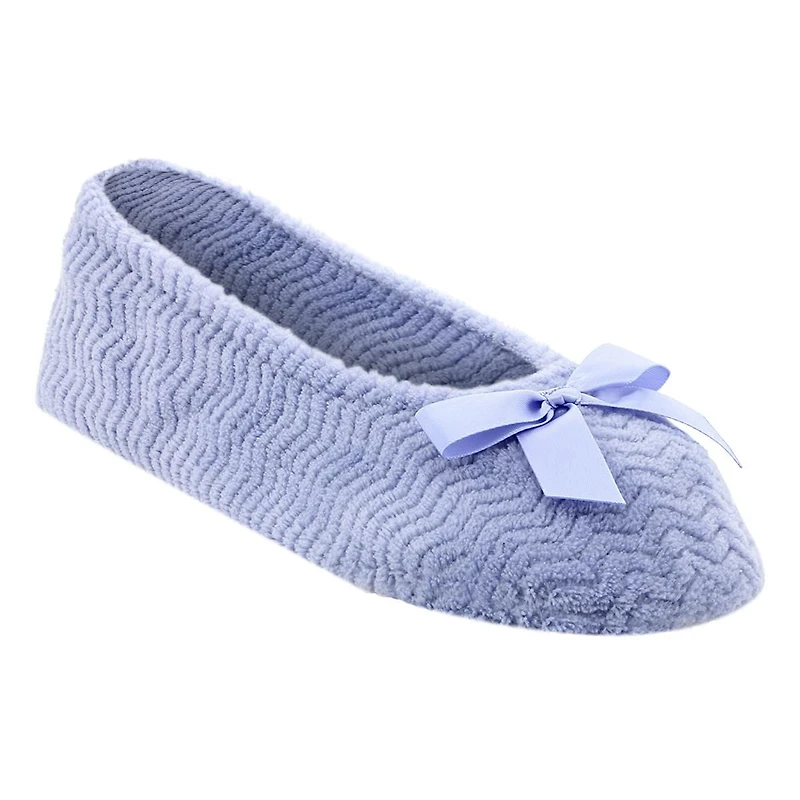 ISOspa by isotoner® Women's Piper Chevron Microterry Ballerina Slippers