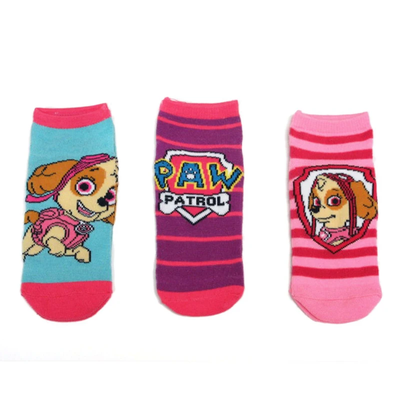 PAW Patrol Girls' 3 Pack Low-Cut Socks, Sizes 10-13