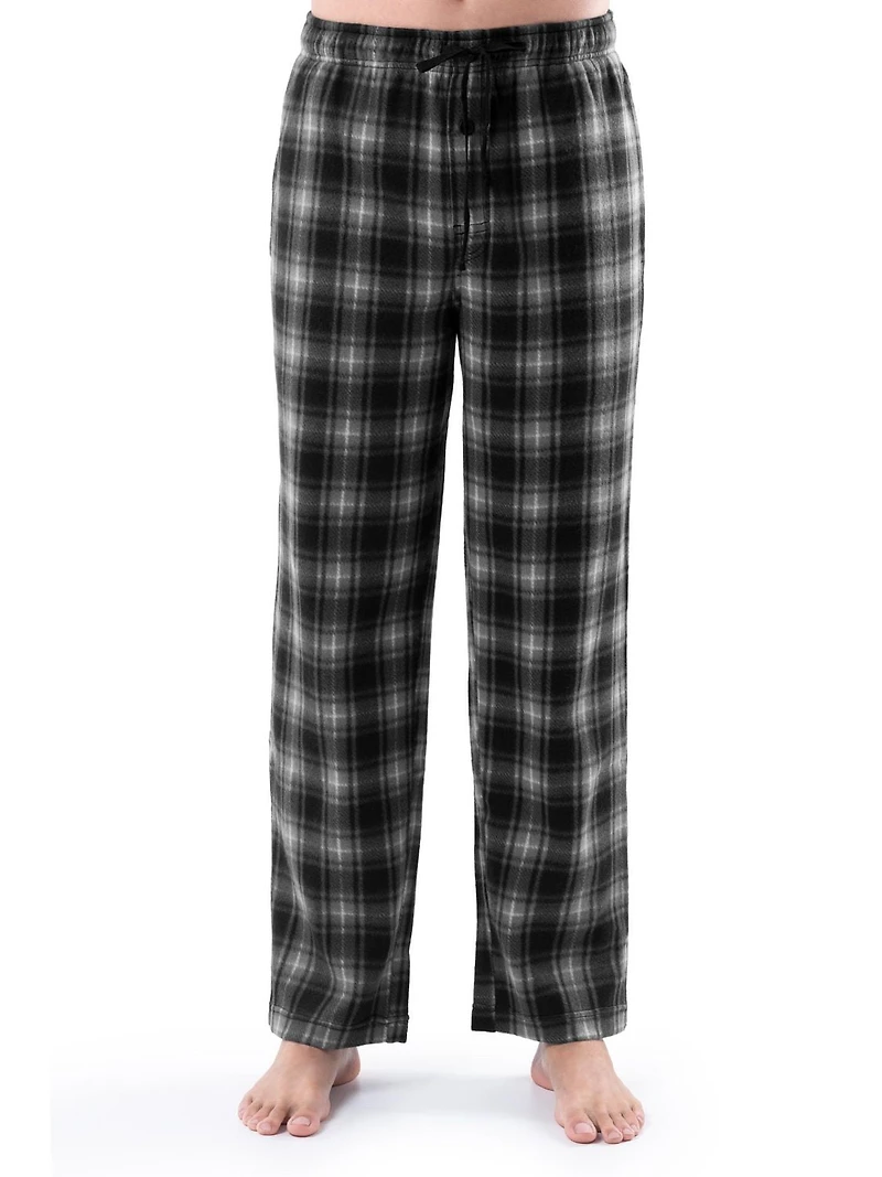 Fruit of the Loom Men's Sleep Set Crew Neck Top and Fleece Pant 2 Piece Pajama Set Grey