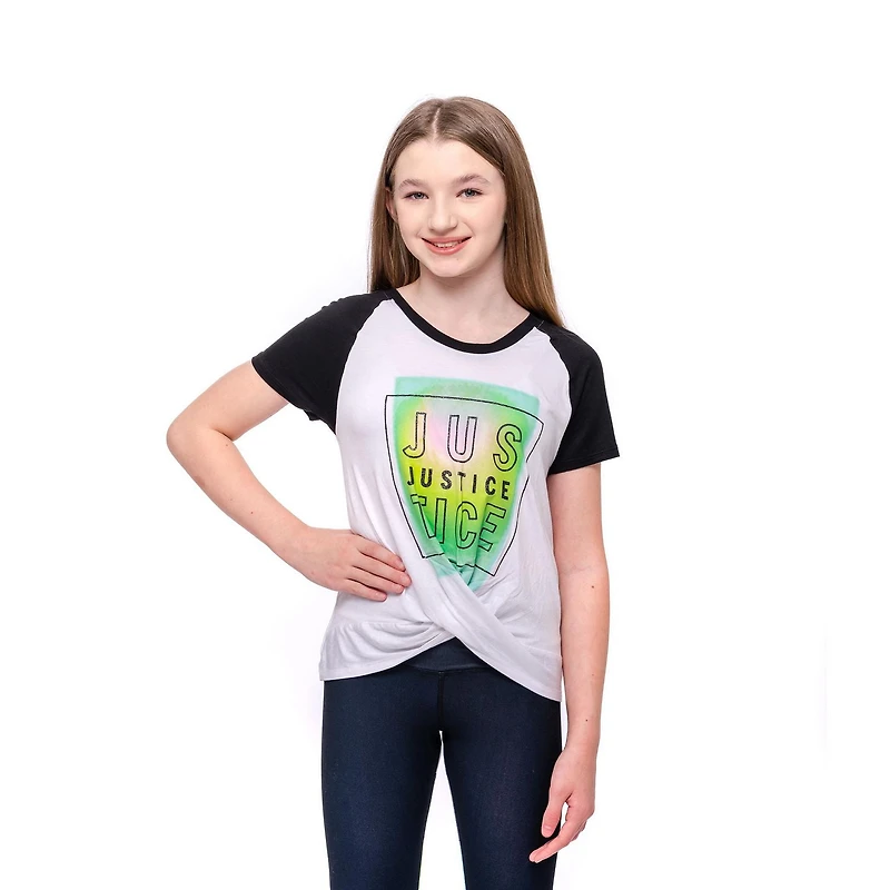 Girls Justice Enjoy The Show T-shirt à manches courtes torsadé sur le devant