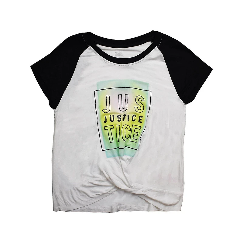 Girls Justice Enjoy The Show Twist Front Short Sleeve T-Shirt