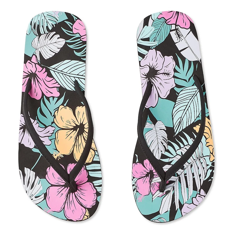 Time and Tru Women's Printed Flip Flops