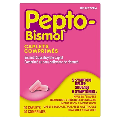 Pepto Bismol, soulagement rapide de 5 symptômes des malaises gastriques, comprimés