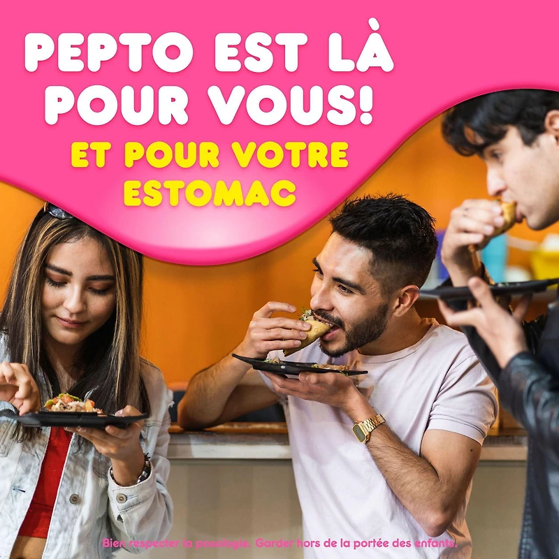 Pepto Bismol, soulagement rapide de 5 symptômes des malaises gastriques, comprimés