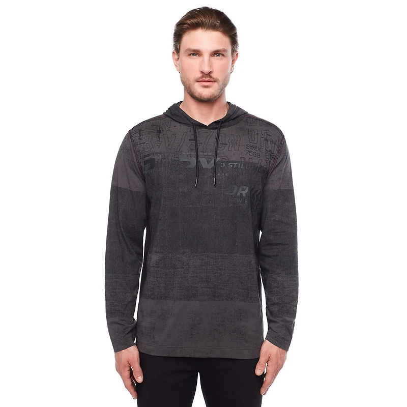 Tee-shirt Capuchon manches longues Dark Black pour hommes