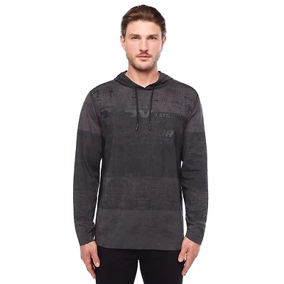 Tee-shirt Capuchon manches longues Dark Black pour hommes
