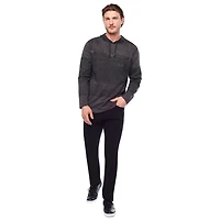Dark Black Men's Long-Sleeve Hooded T-Shirt