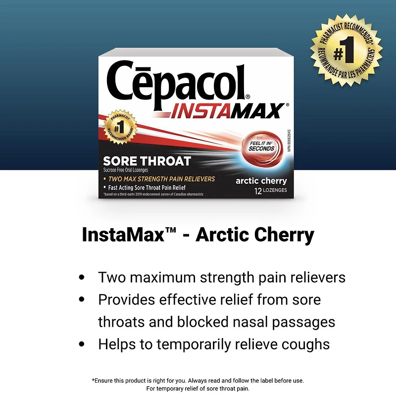 Cepacol® Instamax Arctic Cherry, Sore Throat Lozenges, 24 ct