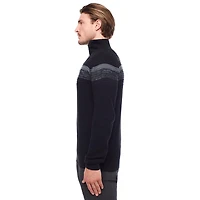 Dark Black Men's Long-Sleeve 1/4 zip Mock Neck Sweater