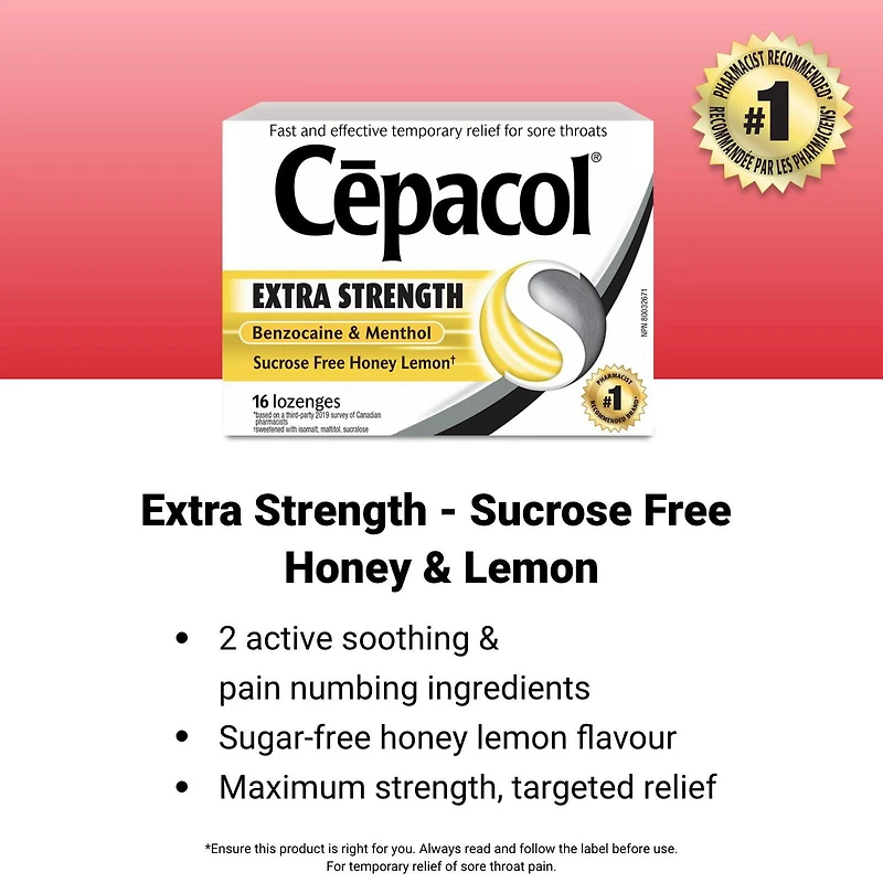 Cepacol® Extra Strength Sucrose Free Honey Lemon Value Pack, Sore Throat Lozenges, 36 ct