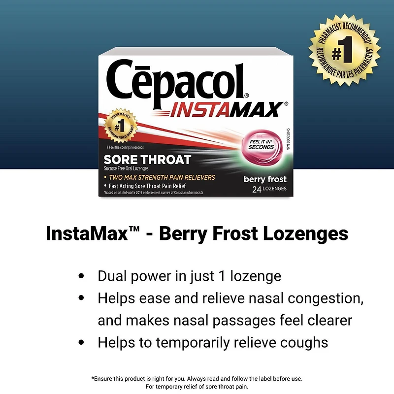 Cepacol® Instamax Berry Frost, Sore Throat Lozenges, 24 ct