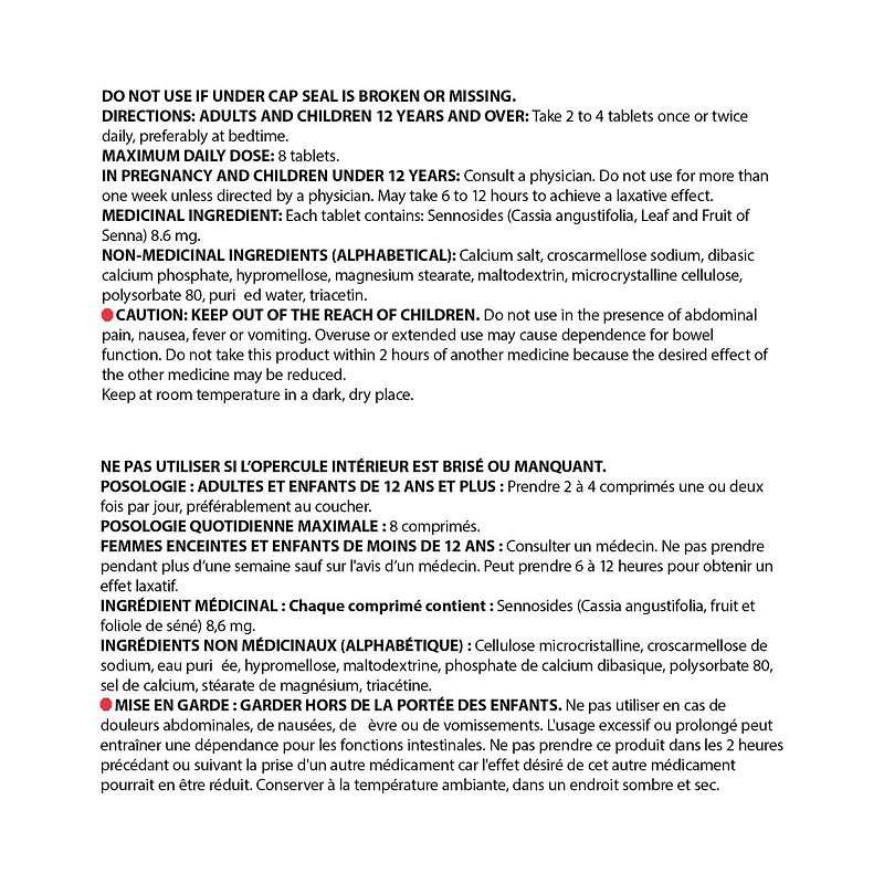 Laxatif de séné 200 Comprimés