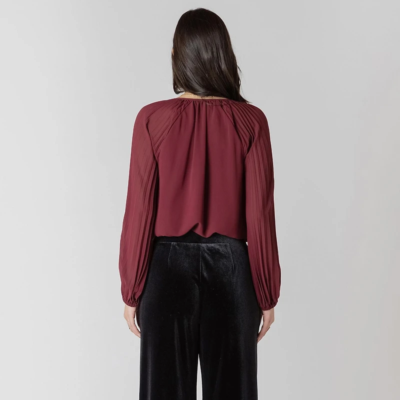 Devoted blouse à manches longues, nouée sur le devant et volants