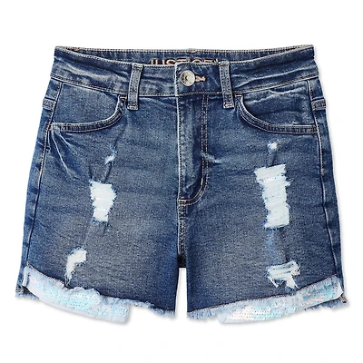 Justice Girls' Sequin Mini Mom Short