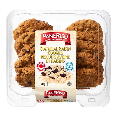 PaneRiso Always Gluten-Free Oatmeal Raisin Cookies, 10 cookies, 350 g total