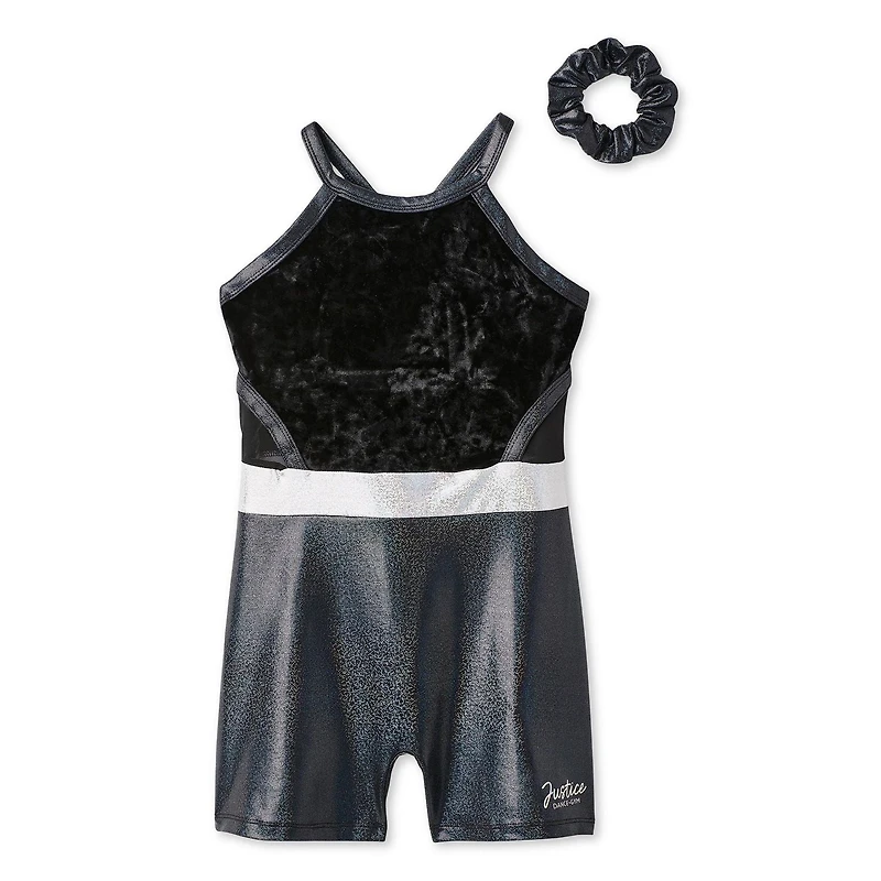 Justice Girls' Two Piece Velour Biketard Set