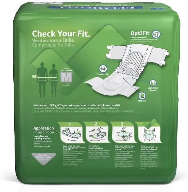 Culottes d'incontinence FitRight Ultra pour adultes, taille M, pour tour de taille 32"-44", sachet de 20