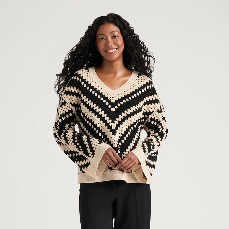 Mexx Women’s Printed Crochet Knit Top