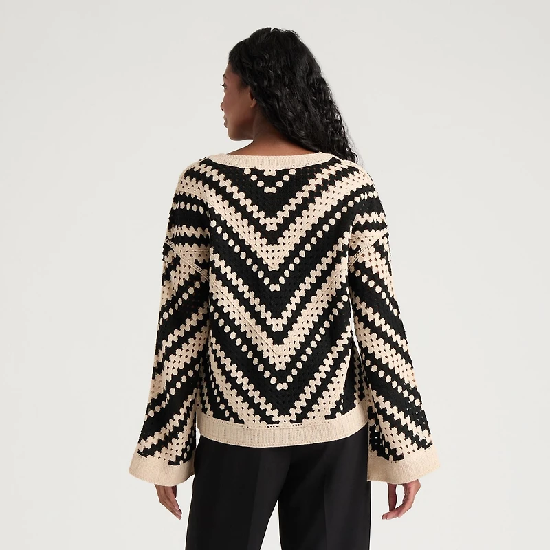 Haut en tricot crocheté imprimé pour femmes Mexx