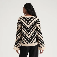 Haut en tricot crocheté imprimé pour femmes Mexx