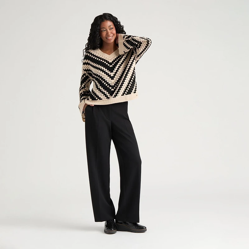 Haut en tricot crocheté imprimé pour femmes Mexx