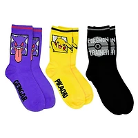 Pokemon Boys' Crew Socks, 3 Pack, Sizes 11-2; 3-6