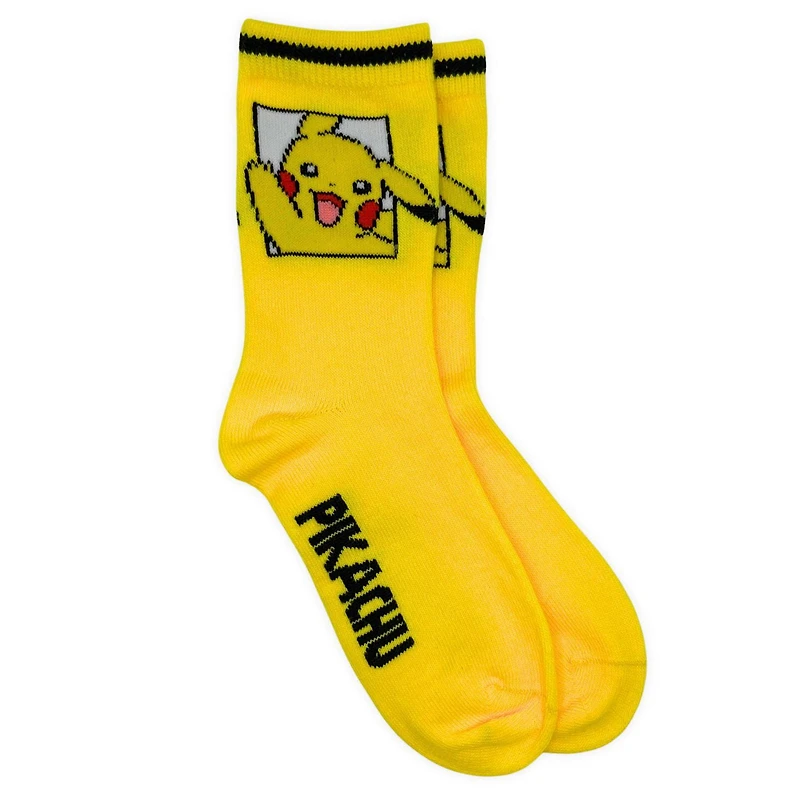 Pokemon Boys' Crew Socks, 3 Pack, Sizes 11-2; 3-6