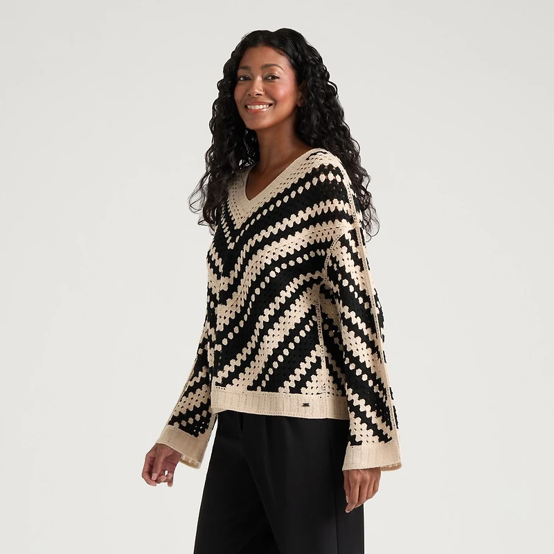 Mexx Women’s Printed Crochet Knit Top