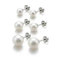 Luxury Designs Silver Plated Trio Faux Pearl Studs