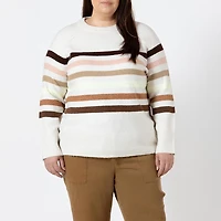 Devoted Women's Plus long sleeve oversized striped sweater