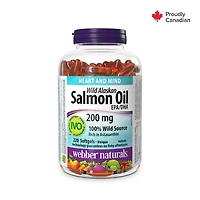 Webber Naturals® Wild Alaskan Salmon Oil, 200 mg, 220 Clear Enteric Softgels