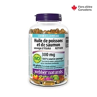 Webber Naturals® Wild Alaskan Salmon & Fish Oil, 300 mg EPA/DHA, Supports Heart and Brain, 220 Clear Enteric Softgels