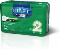 FitRight Stretch Extended Wear Night Briefs, Size 2, For Waist 40"-70", Bag of 20