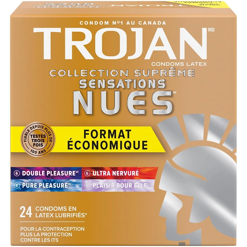 Trojan Naked Sensations Ultimate Collection Variety Pack Lubricated Condoms, 24 Lubricated Latex Condoms