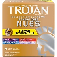 Trojan Naked Sensations Ultimate Collection Variety Pack Lubricated Condoms, 24 Lubricated Latex Condoms