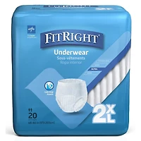 Sous-vêtements de protection FitRight à forte absorption, taille 2XL, pour tour de taille 68"-80", sac de 20