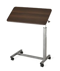 Table de lit Medline à base en H avec plateau inclinable en noyer de 30" x 15"