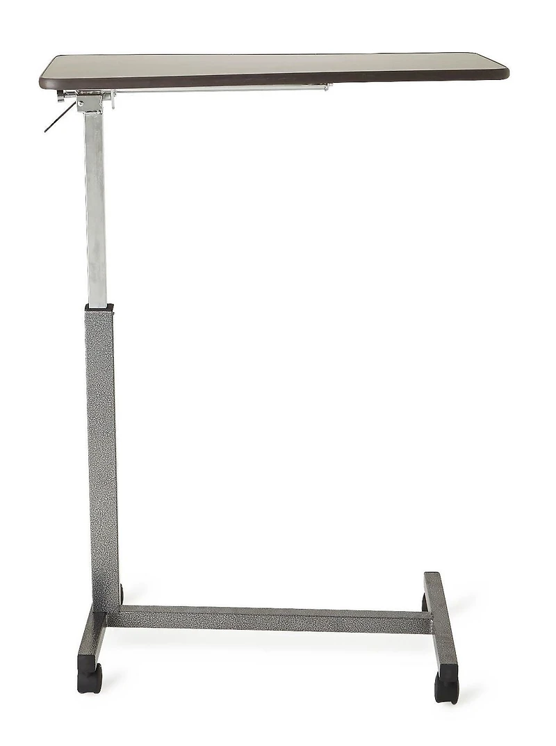 Table de lit Medline à base en H avec plateau inclinable en noyer de 30" x 15"