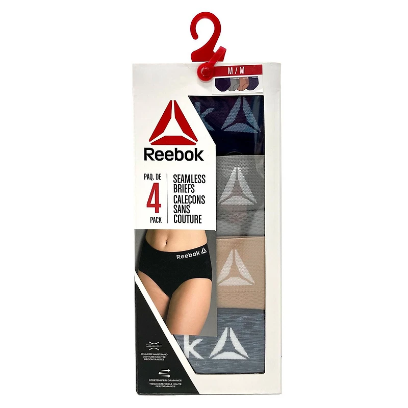 Reebok Ladies' 4 Pack Seamless Briefs, Size S-XL