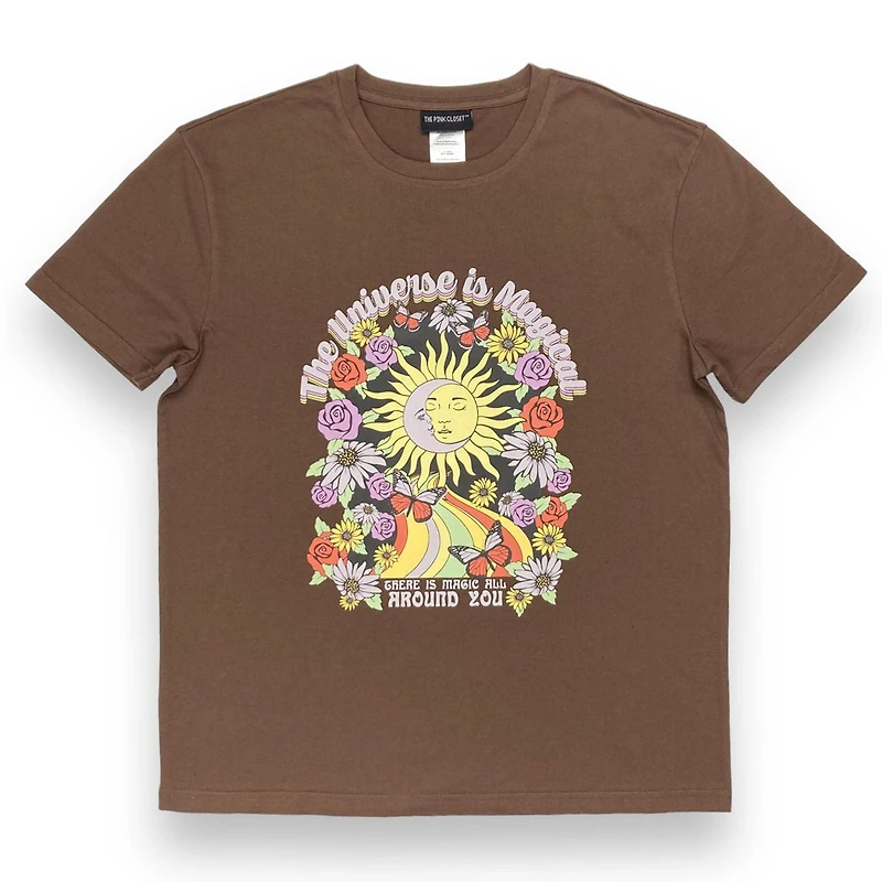 PINK CLOSET Tee shirt femme. Ce t-shirt à manches courtes et col rond pour femme peut facilement être porté avec votre jean ou votre bas préféré et